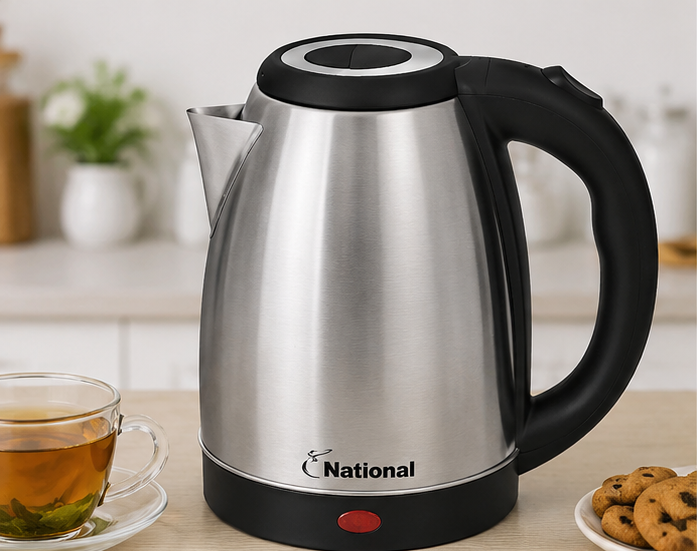 National Electric Kettle 2.0L Stainless Steel – Fast Boiling Electric Tea Kettle with Auto Shut-Off & Overheat Protection (NK-01)