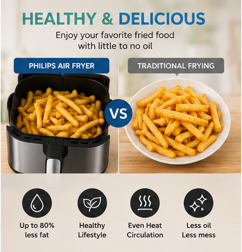 PHILIPS SFR 5030AF Digital Air Fryer – Large Capacity | LED Touch Display | Oil-Free Healthy Cooking | Adjustable Temperature & Timer