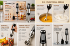 Kenwood KW-305 2-in-1 Hand Blender | 750W Powerful Stick Blender with Egg Beater | Stainless Steel Shaft | Multi-Speed Control