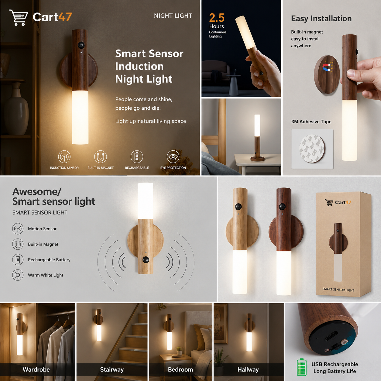 Rechargeable Wall light Motion Sensor Battery Operated Wall Sconces