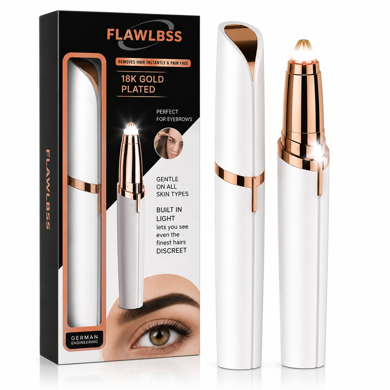 Built-in LED Light Eyebrow & Facial Hair Remover – USB Rechargeable | Precision Trimmer for Women