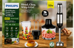 Philips 4-in-1 Hand Blender HL-224 | 750W Powerful Motor | Blender, Chopper, Double Whisk & Blending Jar