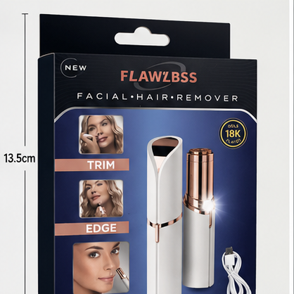 18K Gold-Plated Rechargeable Facial Hair Remover for Women | Painless USB Electric Face Trimmer with LED Light