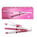 KM 1291 Ceramic Professional 3 in 1 Electric Hair Straightener Curler Styler and Crimper