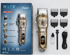 WAER Professional Hair Clipper WA-2940 | Cordless Rechargeable Trimmer | Stainless Steel Blade | LED Display | IPX6 Waterproof