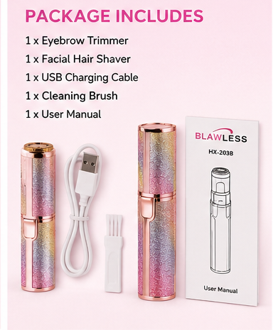 2-in-1 Rechargeable Eyebrow Trimmer & Facial Hair Remover for Women | Painless Electric Face Shaver | USB Charging