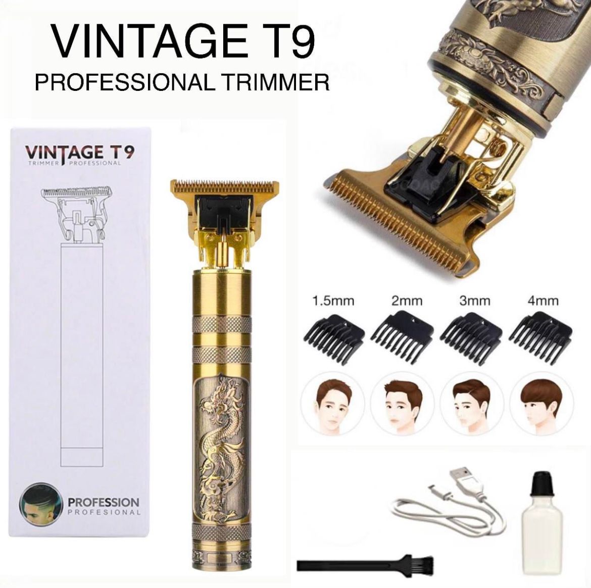 T9 Vintage Hair Trimmer For Men | T9 Rechargeable Shaver Machine For Men